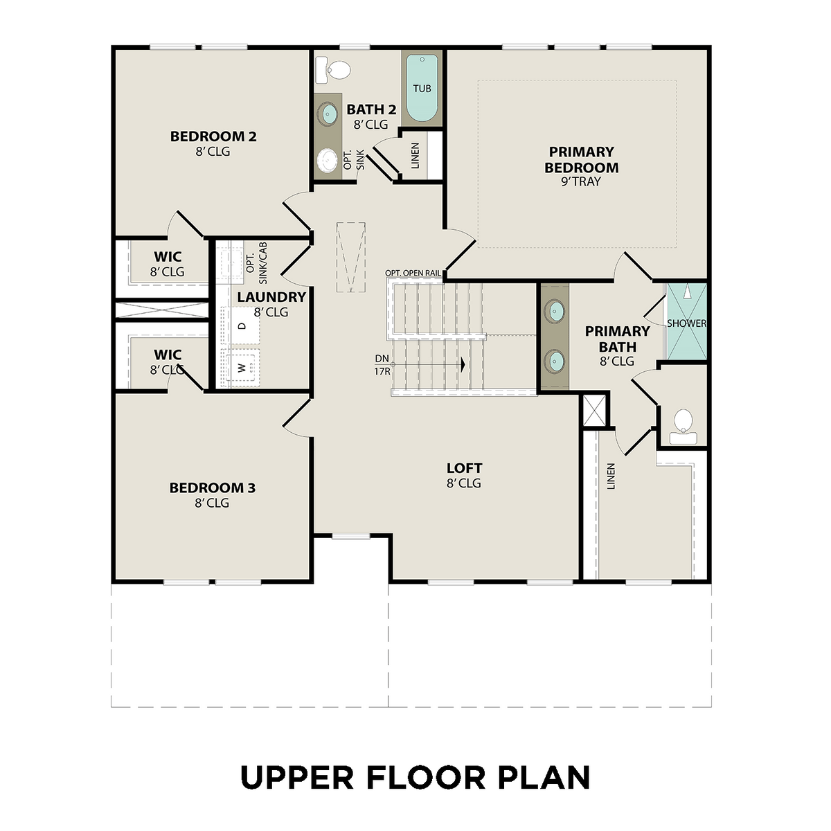 2 - The Willow B with 3-Car Garage buildable floor plan layout in Davidson Homes' Rivers Edge community.
