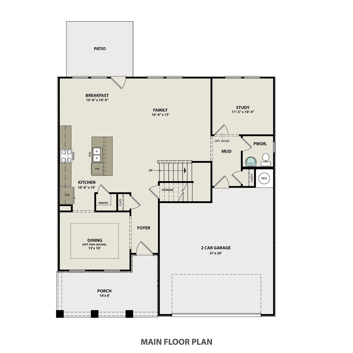 1 - The Willow B buildable floor plan layout in Davidson Homes' Carellton community.