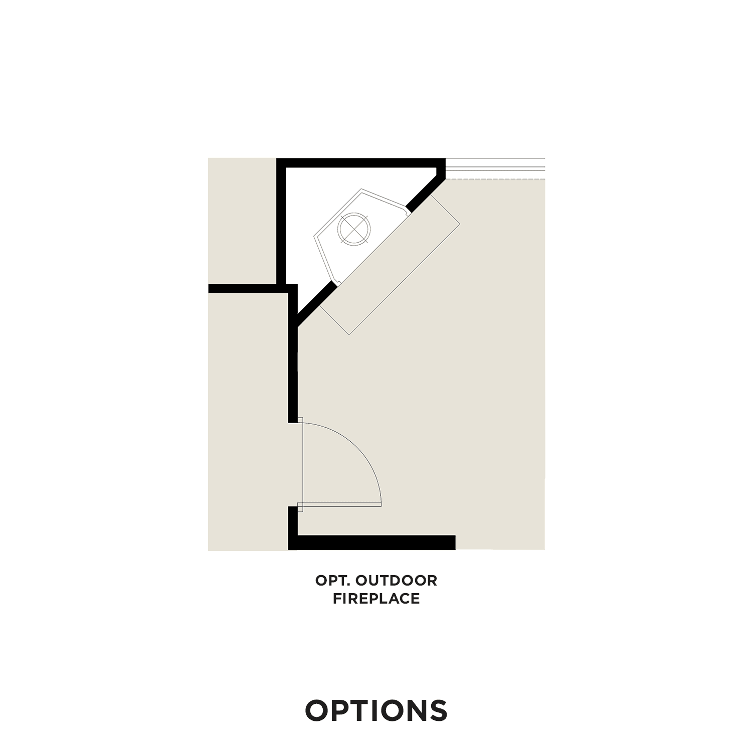 Optional outdoor fireplace in The Albany A floor plan, corner-integrated patio space for Murfreesboro home