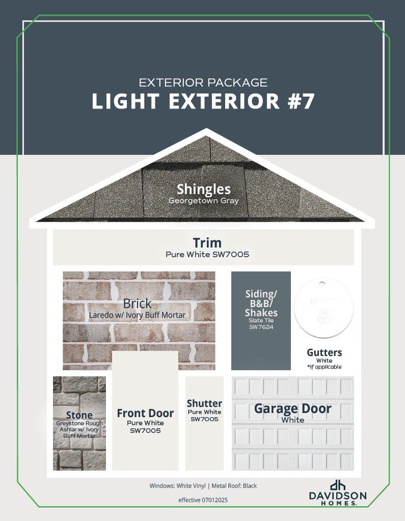 Light Exterior #7 for Davidson Homes The Phoenix B: Georgetown Gray shingles, Laredo buff brick, white trim in Opelika, AL