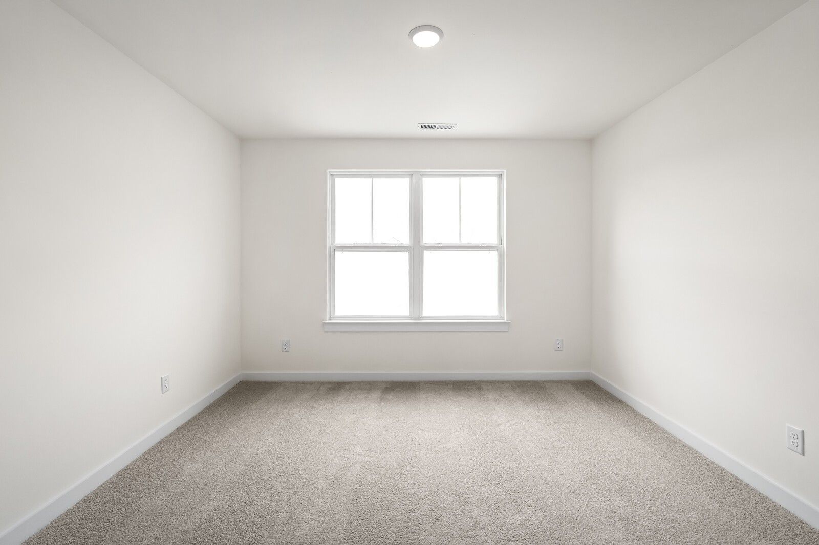 Spacious empty bedroom with white walls, beige carpet, and large window in Davidson Homes The Ridgeport, Gallatin, TN