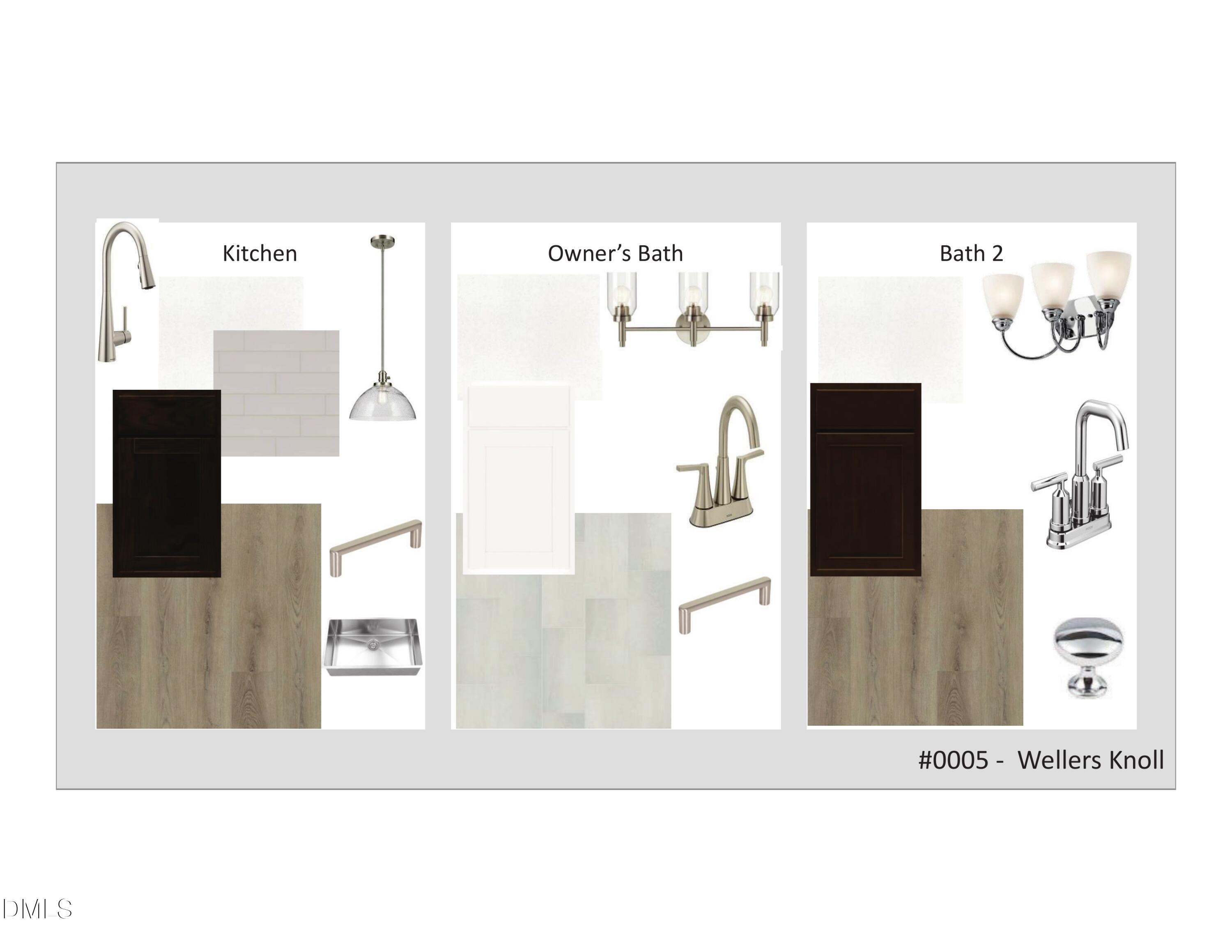 Modern kitchen fixtures, owner's bath vanity, and Bath 2 faucet in Davidson Homes Hickory II B, Wellers Knoll, Lillington, NC