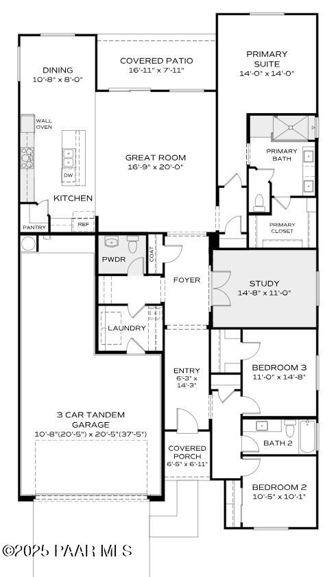 The Harmony A floor plan: 3-bedroom, 1.5-bath, 2,146 sq ft single-story home with open kitchen, great room, primary suite, 3-car garage in Prescott Valley, AZ