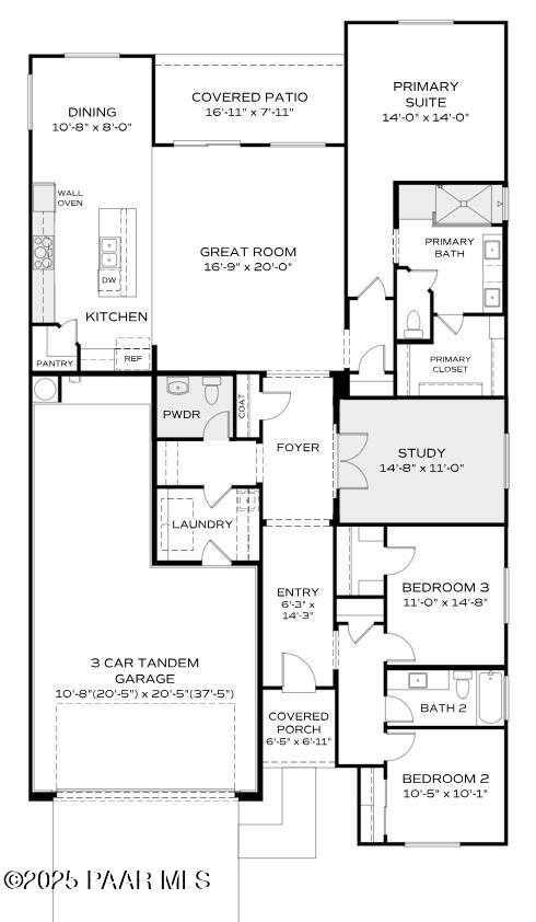 The Harmony A floor plan: 3-bedroom, 1.5-bath, 2,146 sq ft single-story home with open kitchen, great room, primary suite, 3-car garage in Prescott Valley, AZ