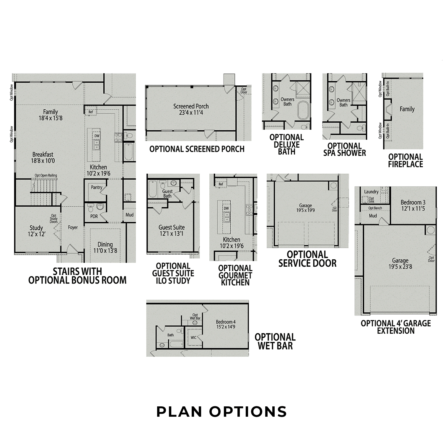 The Magnolia A floor plan by Davidson Homes: 1-story 3-4 bed layout with open kitchen, master suite, optional screened porch, 2-car garage