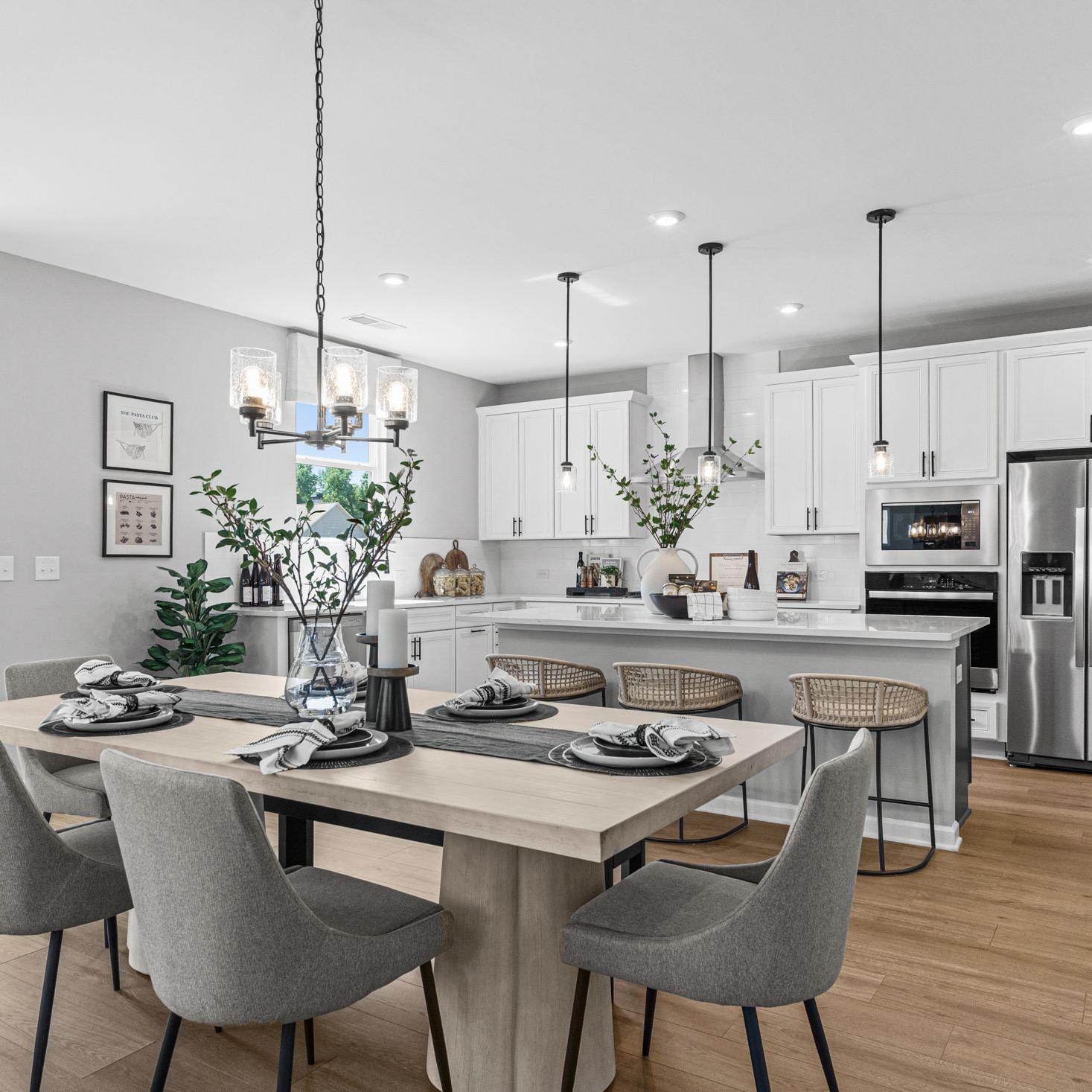 The Model Home Kitchen Representing Wehunt Meadows in Hoschton, GA