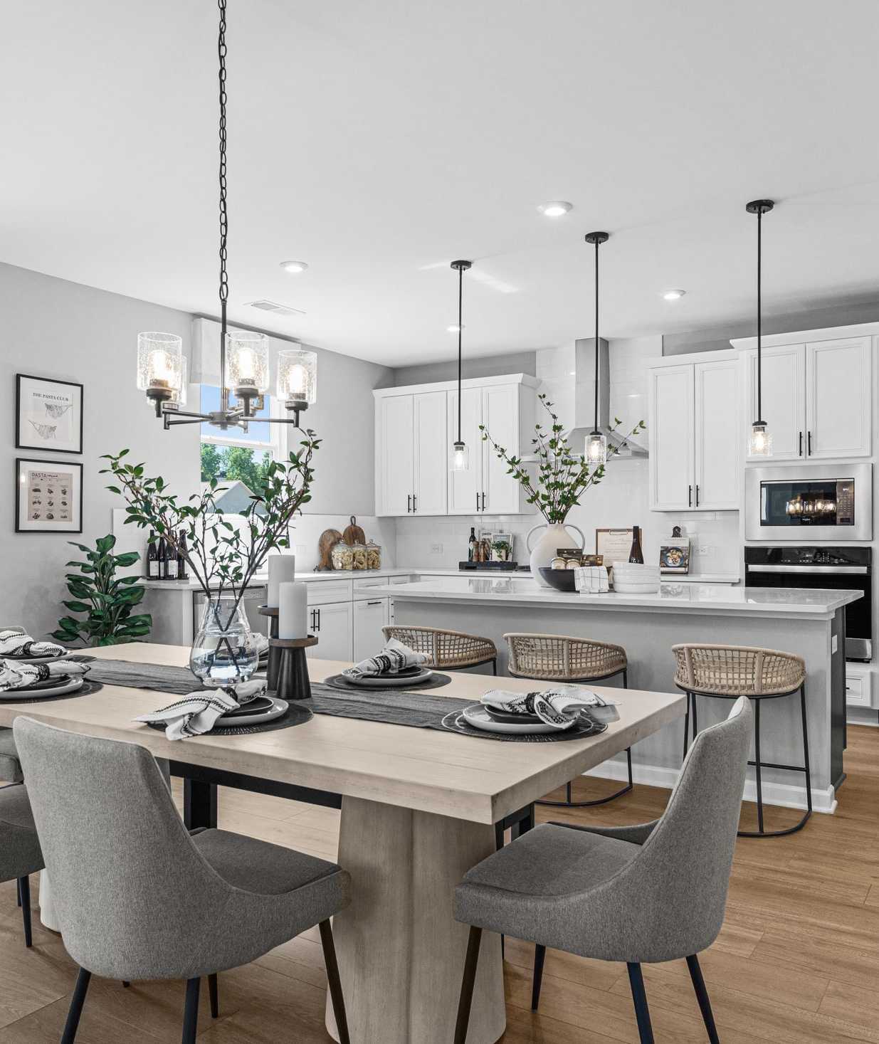 The Model Home Kitchen Representing Wehunt Meadows in Hoschton, GA