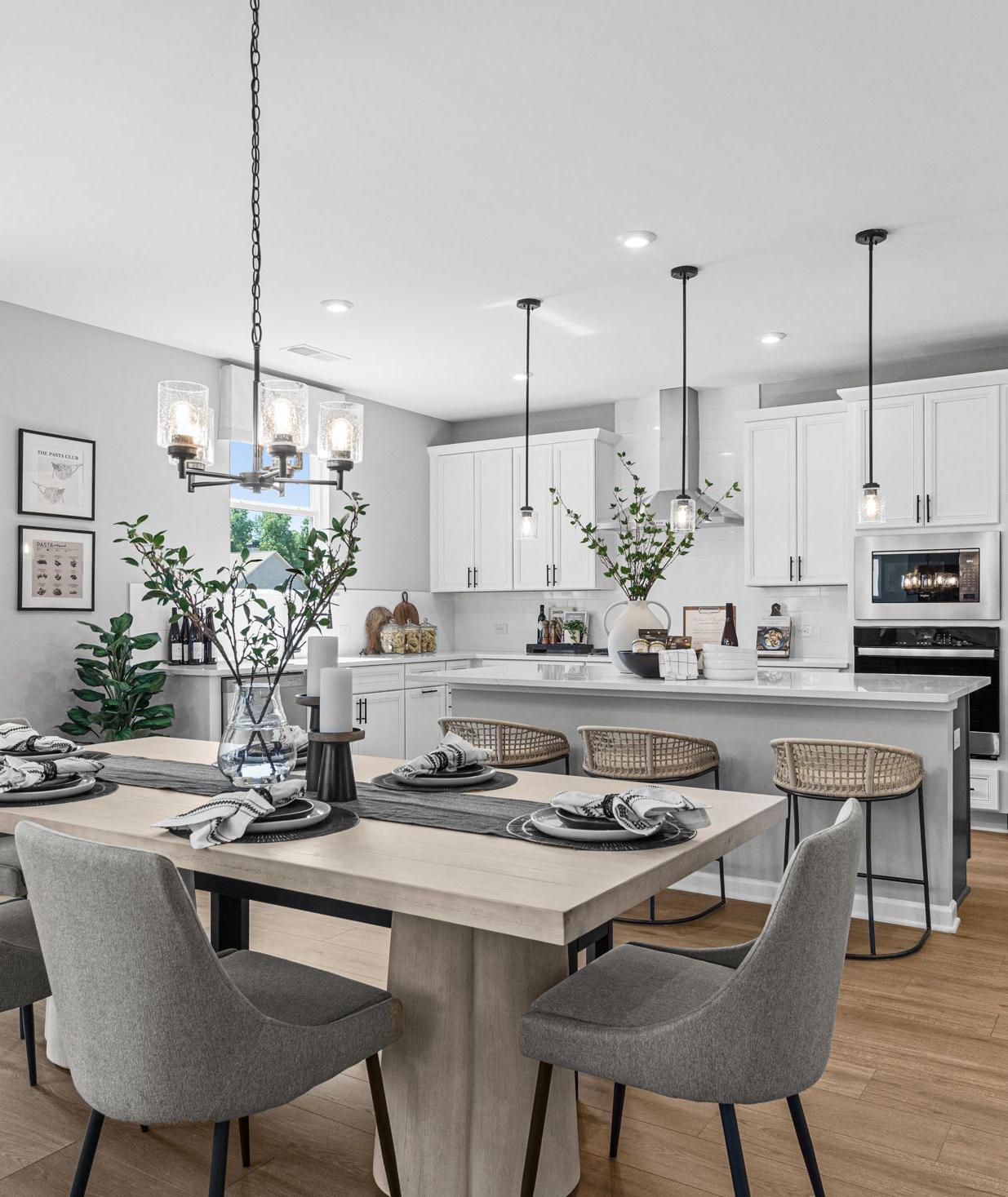 The Model Home Kitchen Representing Wehunt Meadows in Hoschton, GA