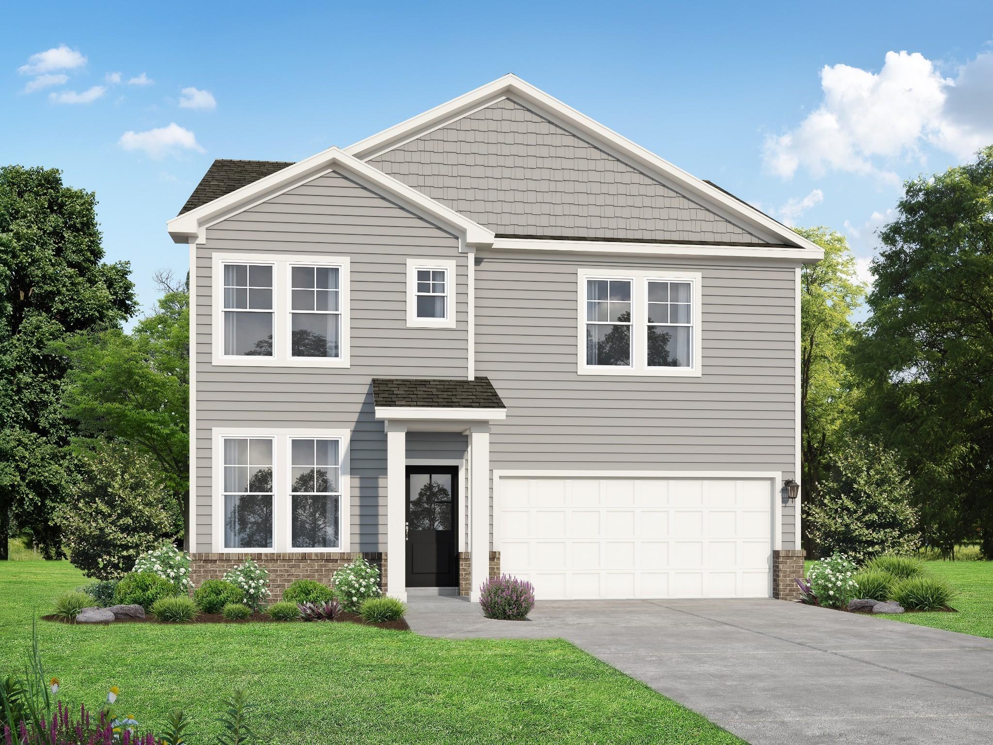 Two-story Logan B floor plan by Davidson Homes with a 2-car garage in Calista Farms, White House, Tennessee.