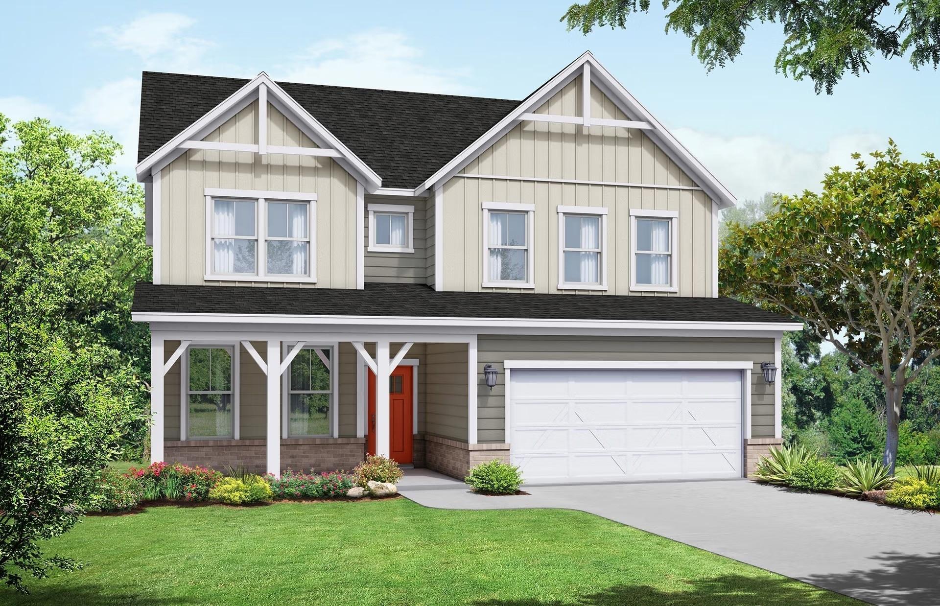 Two-story Willow B floor plan by Davidson Homes with 2-car garage in Calista Farms, White House, Tennessee.