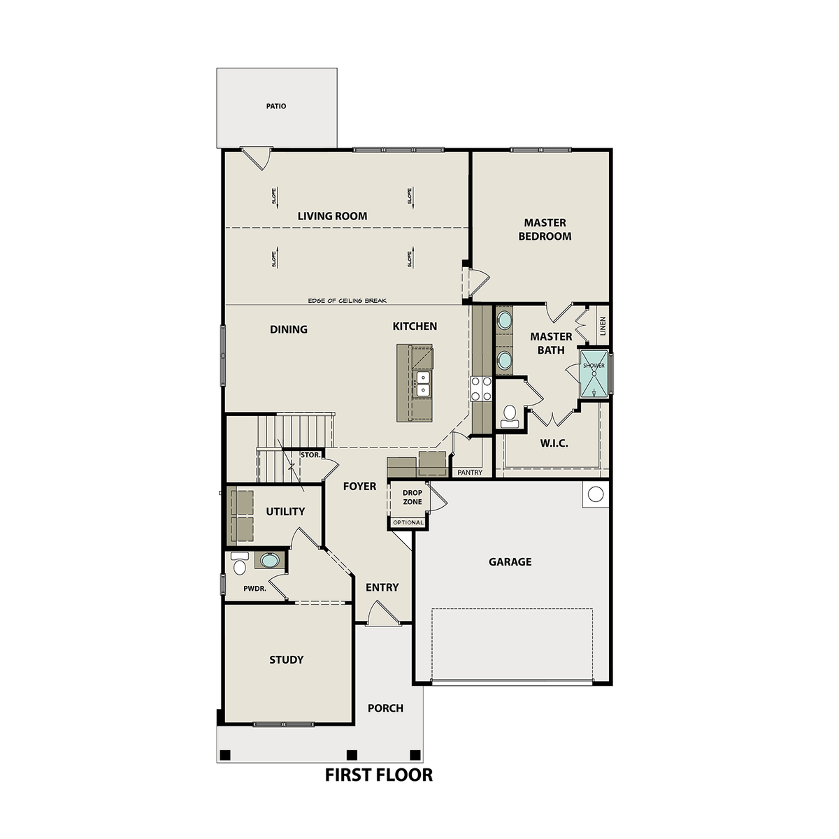 1 - The Ridgeport C buildable floor plan layout in Davidson Homes' Rivers Edge community.