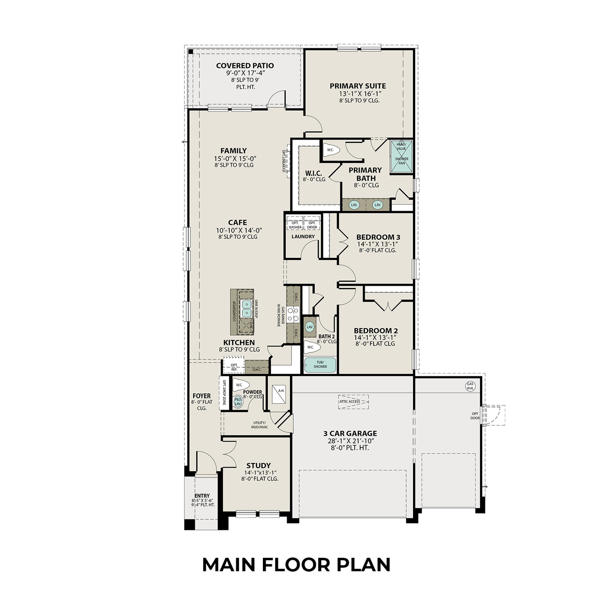 1 - The Riviera B with 3-Car Garage buildable floor plan layout in Davidson Homes' Sierra Vista community.