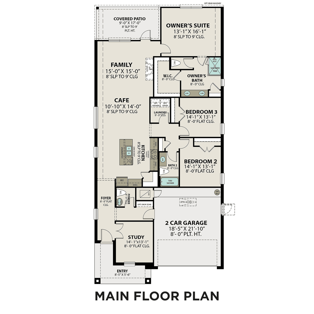 1 - The Riviera C buildable floor plan layout in Davidson Homes' Lago Mar community.