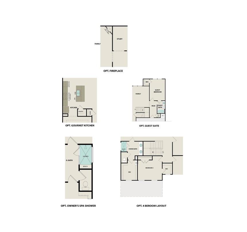 Optional floor plan layouts for The Willow C by Davidson Homes in Woods Crossing, Gallatin, Tennessee.