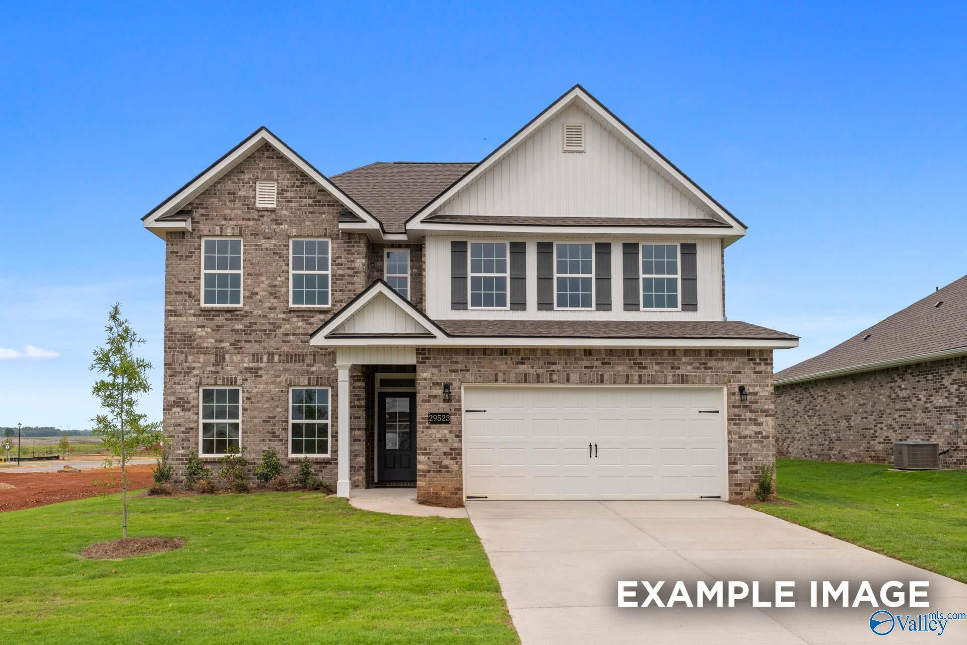 Two-story, 4-bedroom Shelby B home by Davidson Homes with 2-car garage in Jaguar Hills, Huntsville, Alabama.