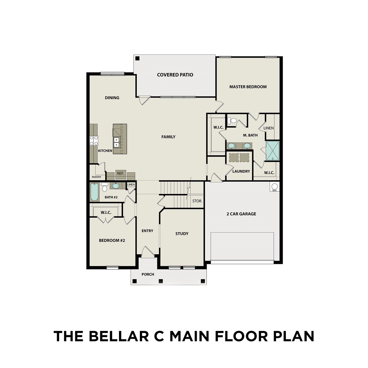 1 - The Bellar C buildable floor plan layout in Davidson Homes' Carellton community.