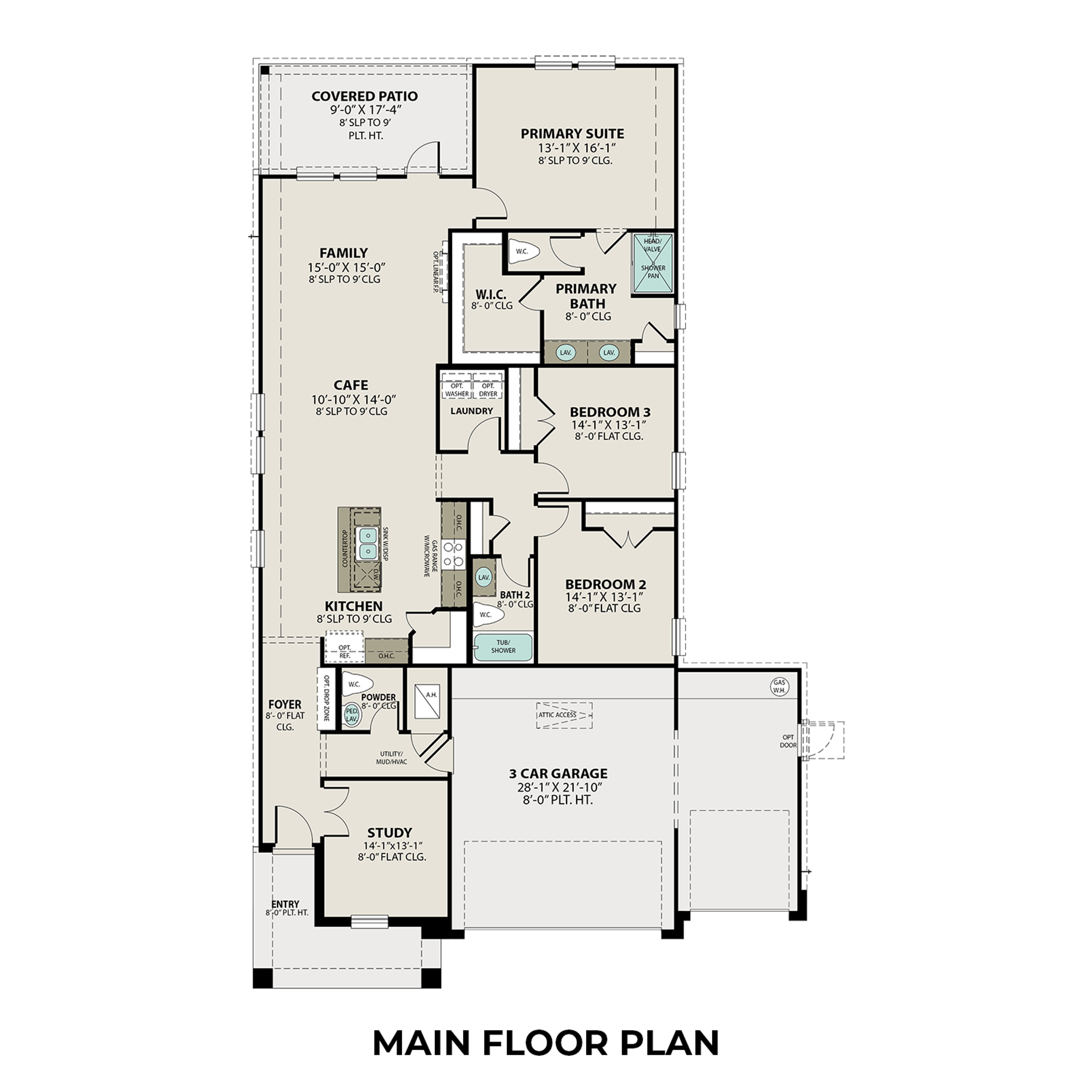1 - The Riviera C, 3-Car Garage buildable floor plan layout in Davidson Homes Homes' Sierra Vista community.
