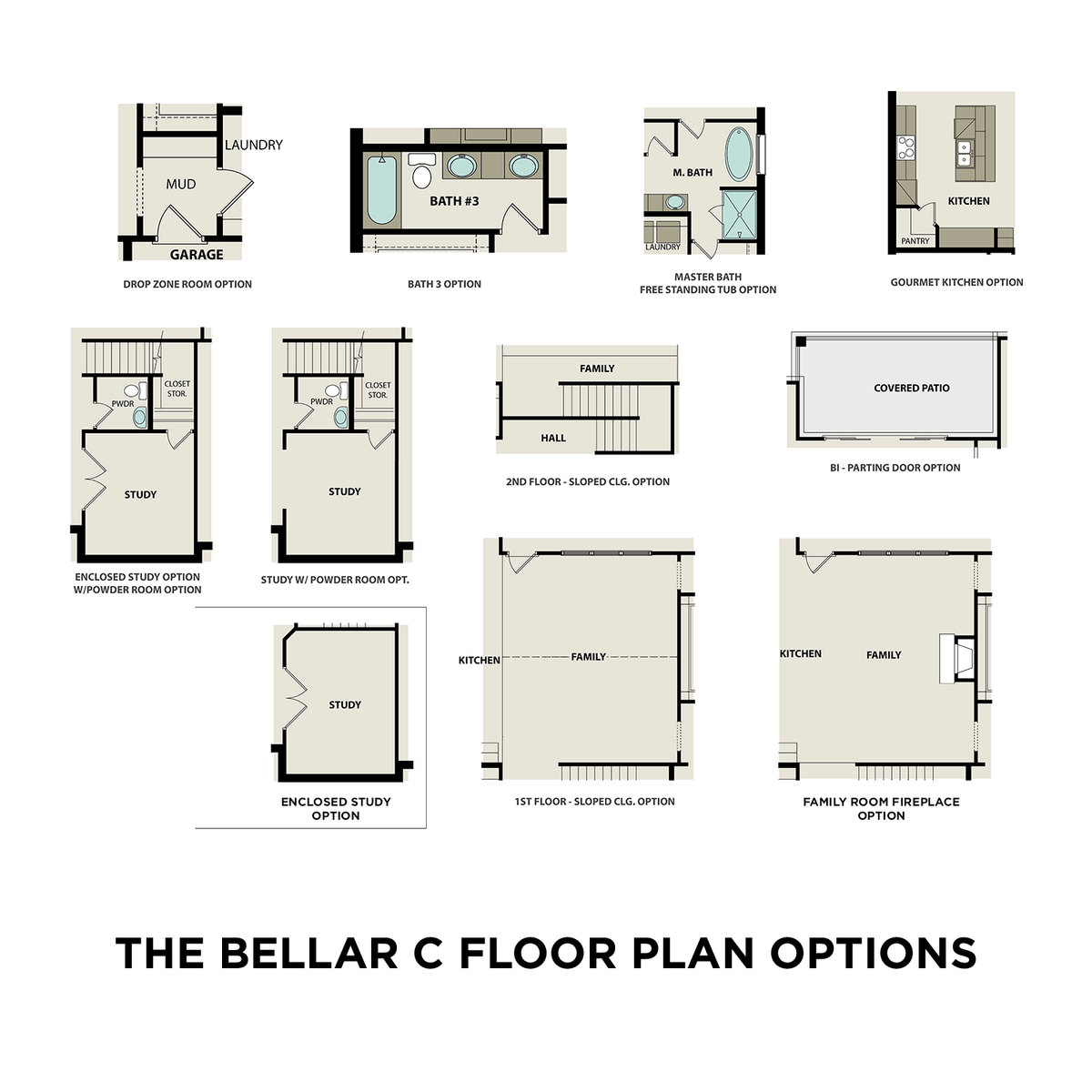 3 - The Bellar C buildable floor plan layout in Davidson Homes' Rivers Edge community.