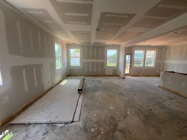 Open-concept living area under construction in The Gavin C floor plan at Gregory Village, Lillington, North Carolina.