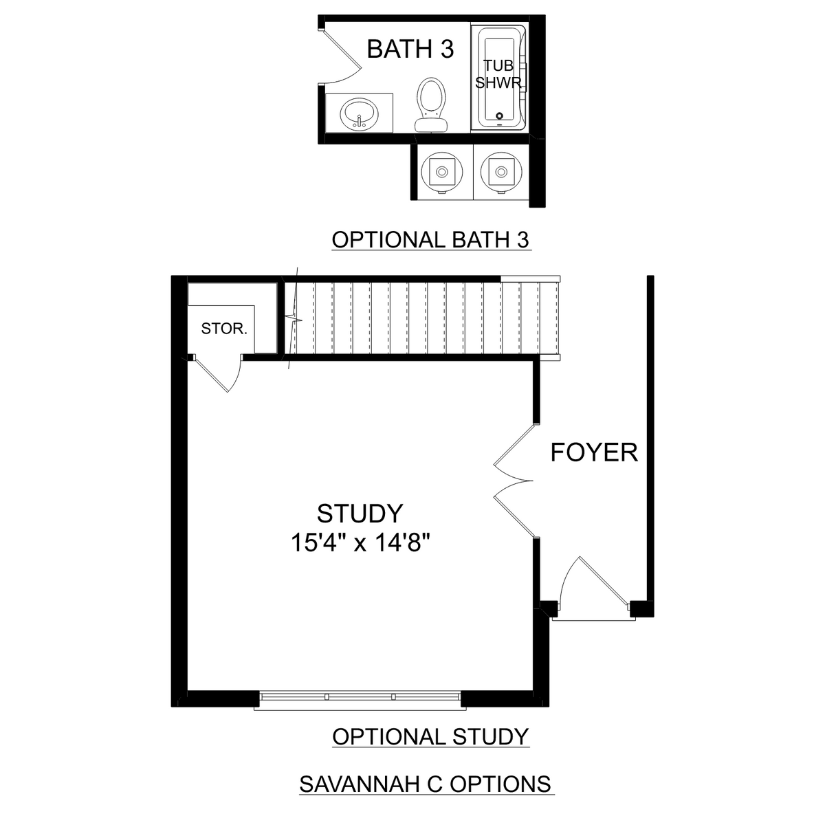 3 - The Savannah C buildable floor plan layout in Davidson Homes' Wood Trail community.