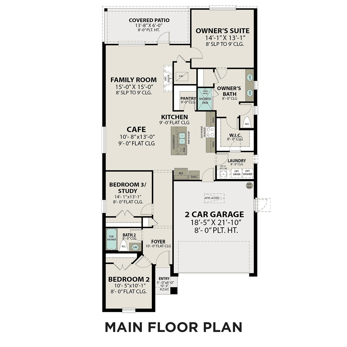 1 - The Laguna A buildable floor plan layout in Davidson Homes' Sunterra community.