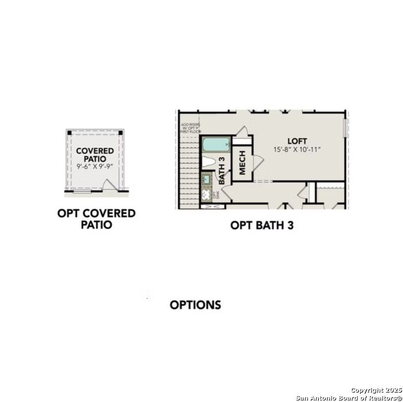The Brazos C floor plan with 5-bedroom 2-story layout, loft, optional covered patio and Bath 3 in Applewhite Meadows, San Antonio
