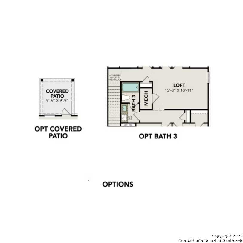 The Brazos C floor plan with 5-bedroom 2-story layout, loft, optional covered patio and Bath 3 in Applewhite Meadows, San Antonio