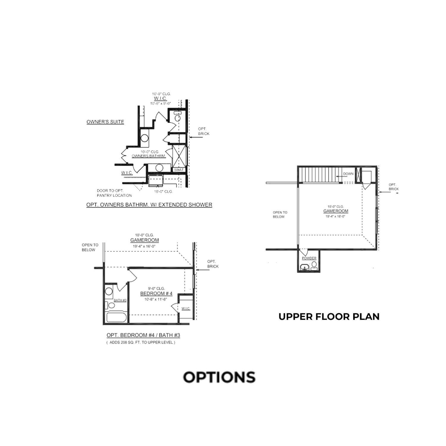 The Collin C floor plan with owner's suite, extended shower bath option, 2-car garage, and upper level addition by Davidson Homes
