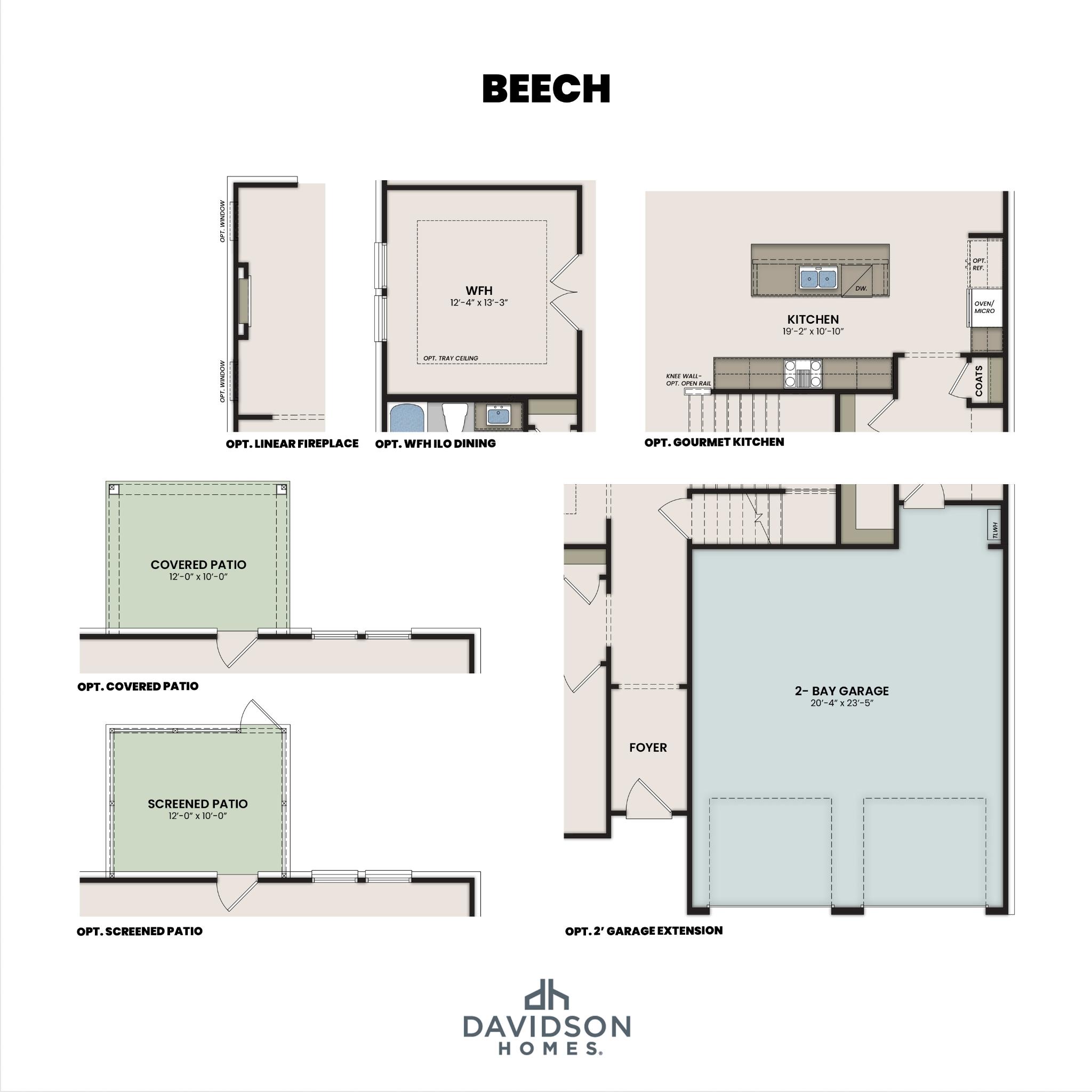 4 - The Beech H-BF buildable floor plan layout in Davidson Homes Homes' Bradshaw Farms community.