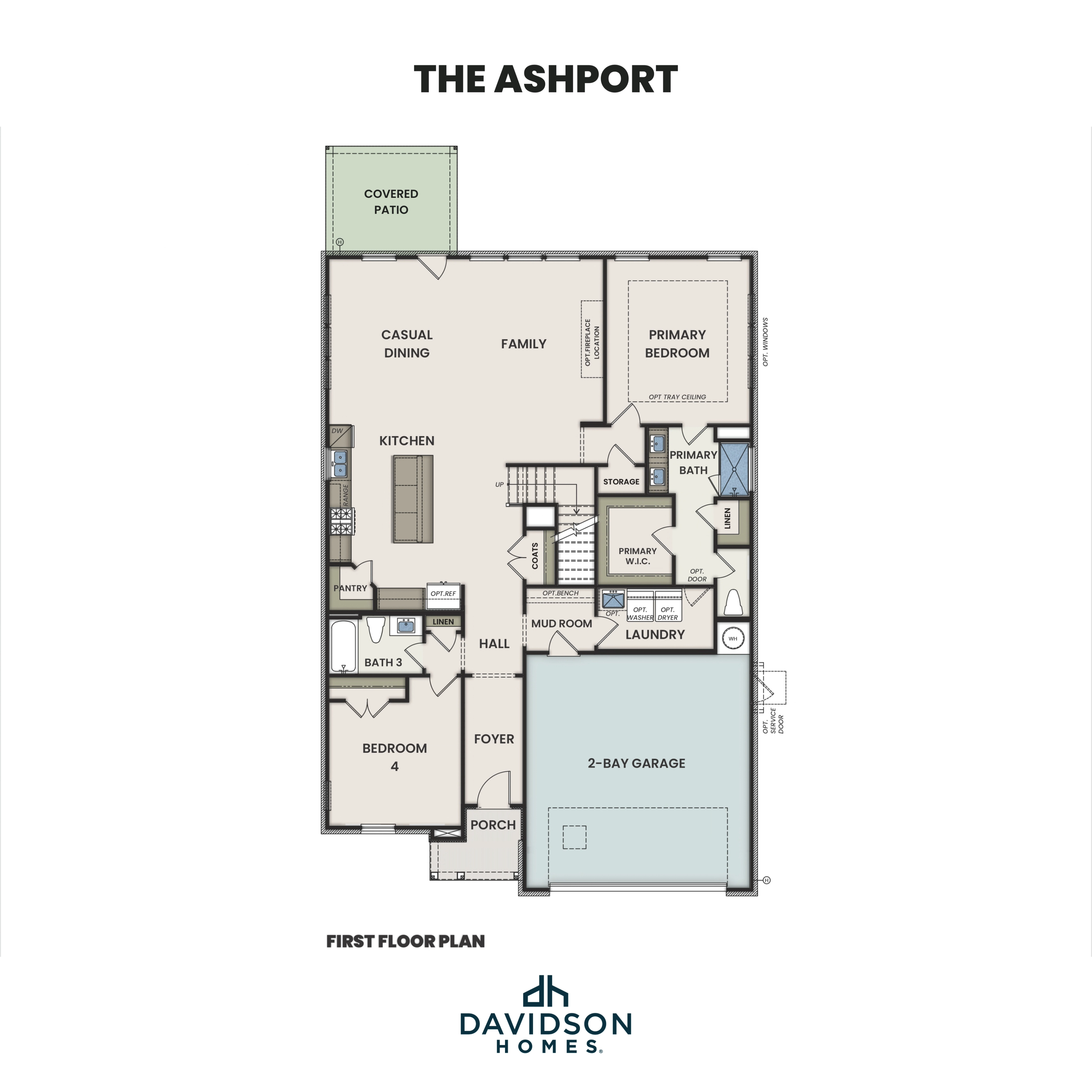 1 - The Ashport J buildable floor plan layout in Davidson Homes Homes' Parks at Foster Crossing community.