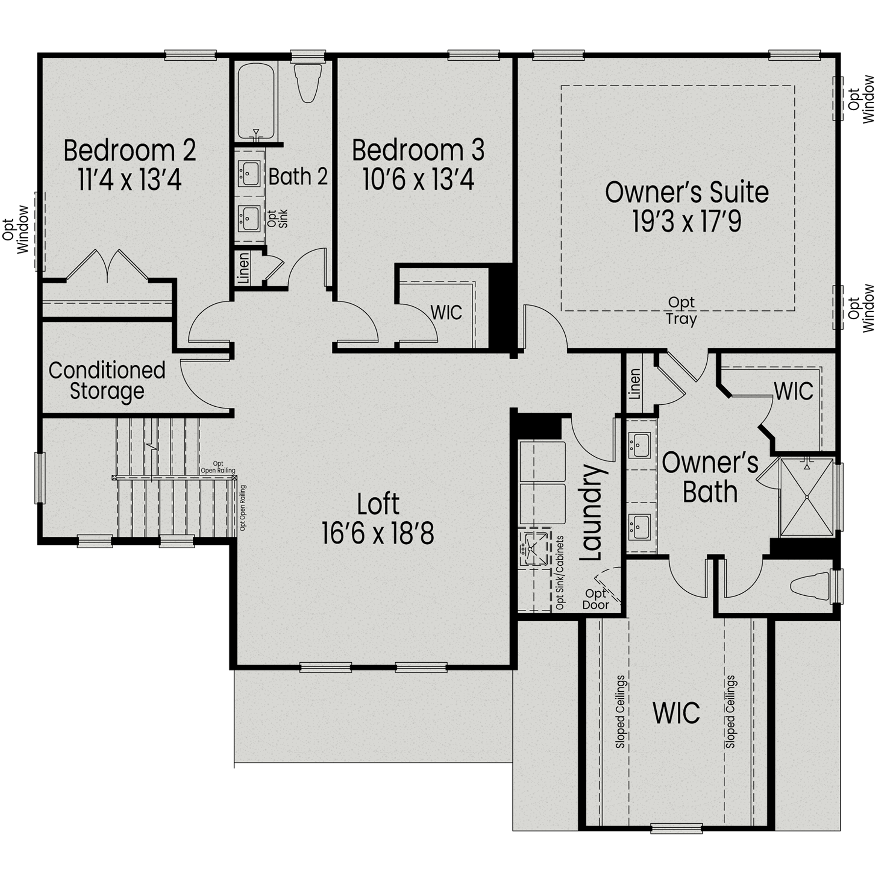 2 - The Crawford B buildable floor plan layout in Davidson Homes Homes' Laneridge Estates community.