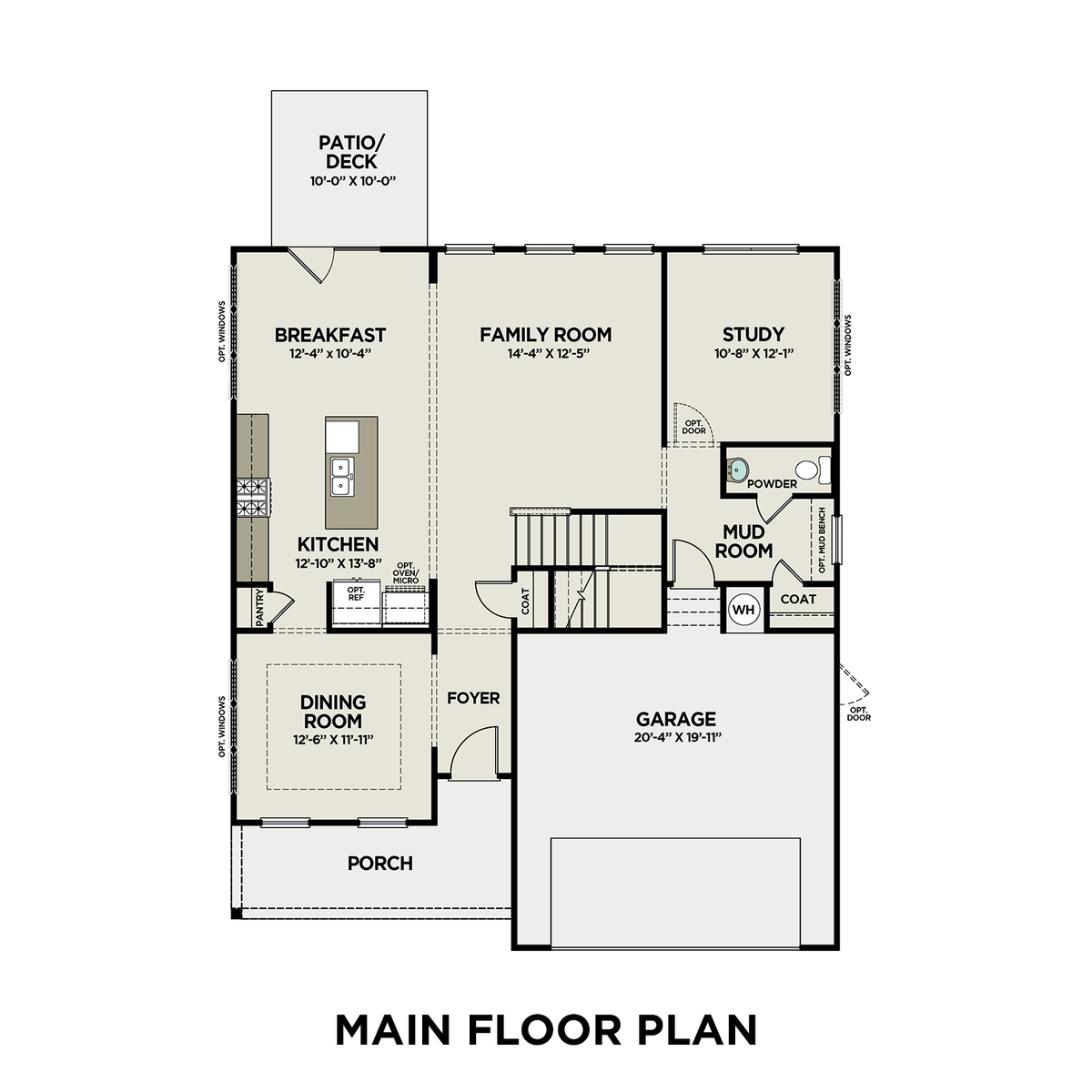 1 - The Willow B buildable floor plan layout in Davidson Homes' Riverwood community.