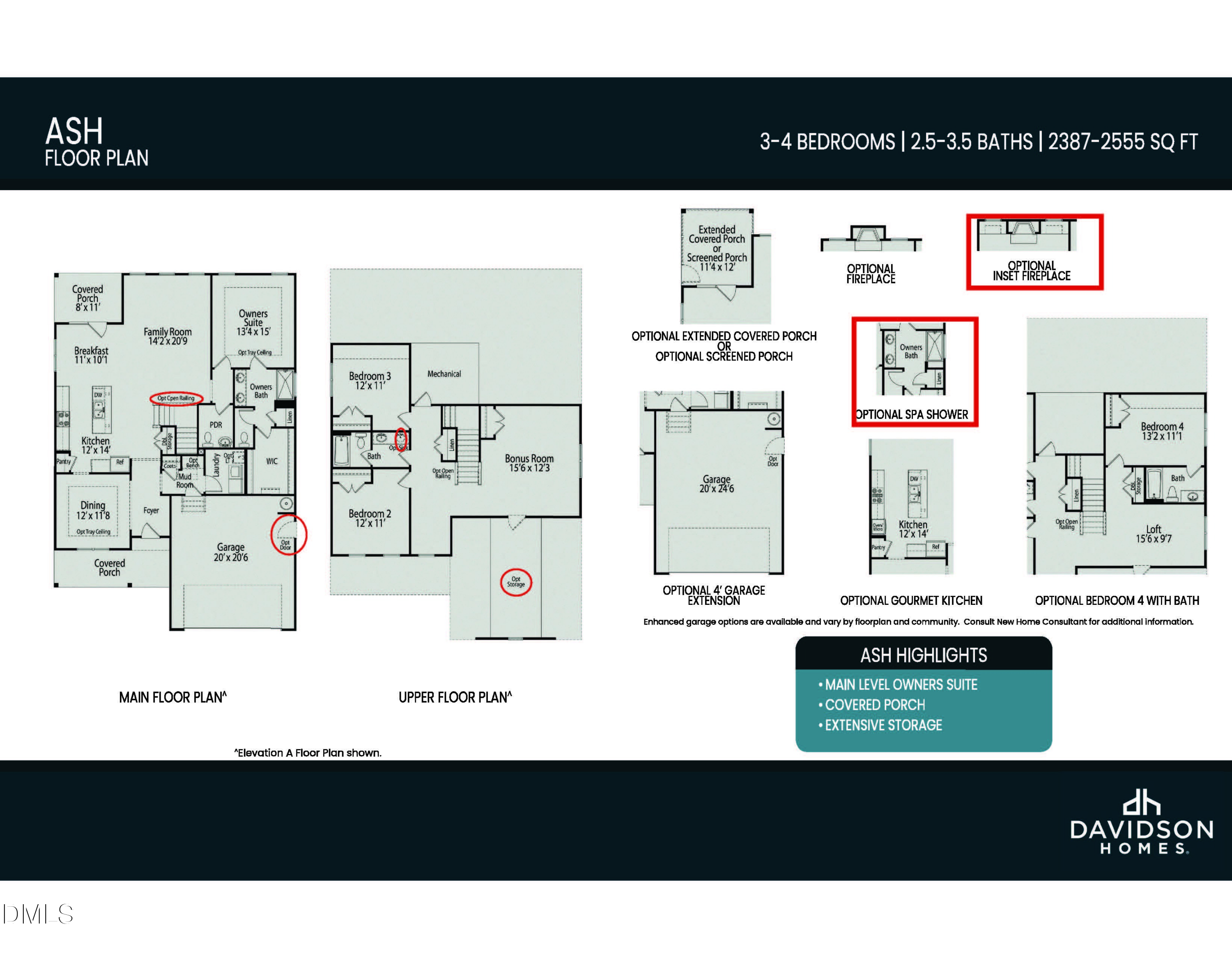 Detailed The Ash B floor plan: 3-bedroom, 2.5-bath, 2-story layout with 2-car garage by Davidson Homes in Woodland Crossing, Zebulon, NC