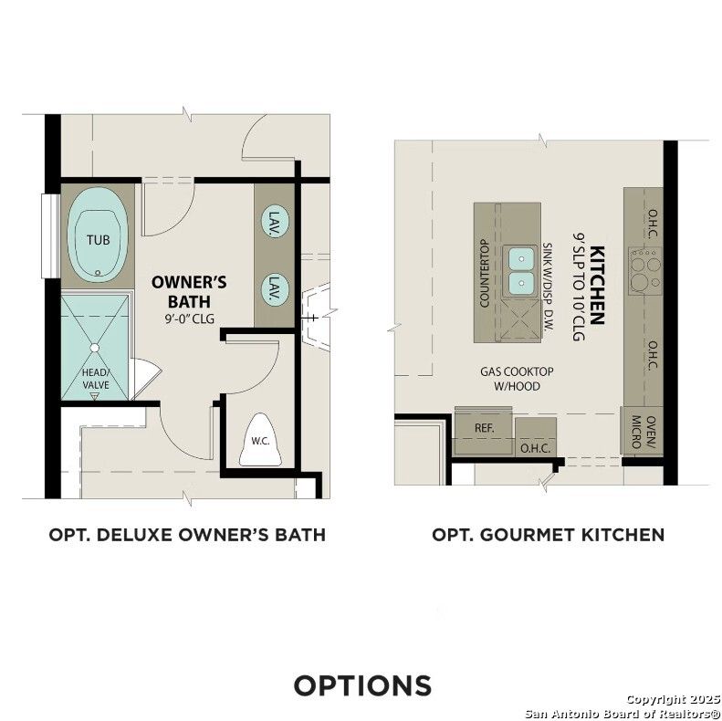 Optional deluxe owner's bath floor plan with freestanding tub, walk-in shower, dual vanities in The Sequoia C by Davidson Homes, Converse, TX