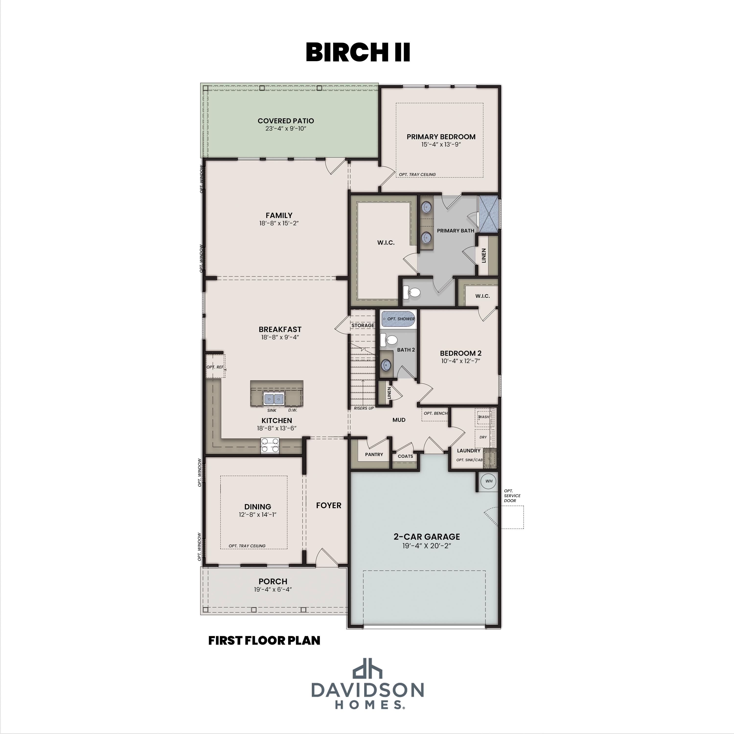 1 - The Birch II B buildable floor plan layout in Davidson Homes Homes' Bakers Farm community.
