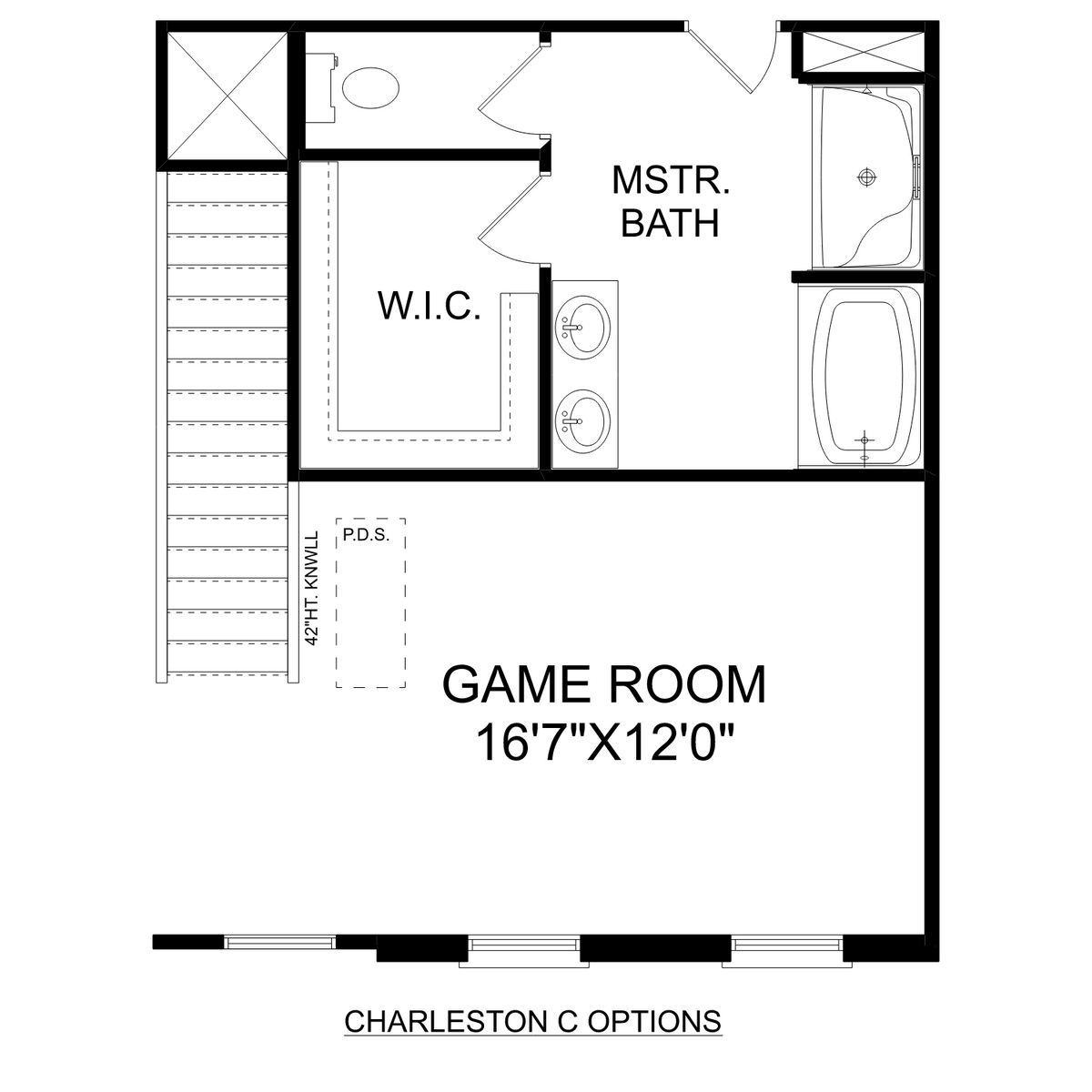 3 - The Charleston C buildable floor plan layout in Davidson Homes' Wood Trail community.