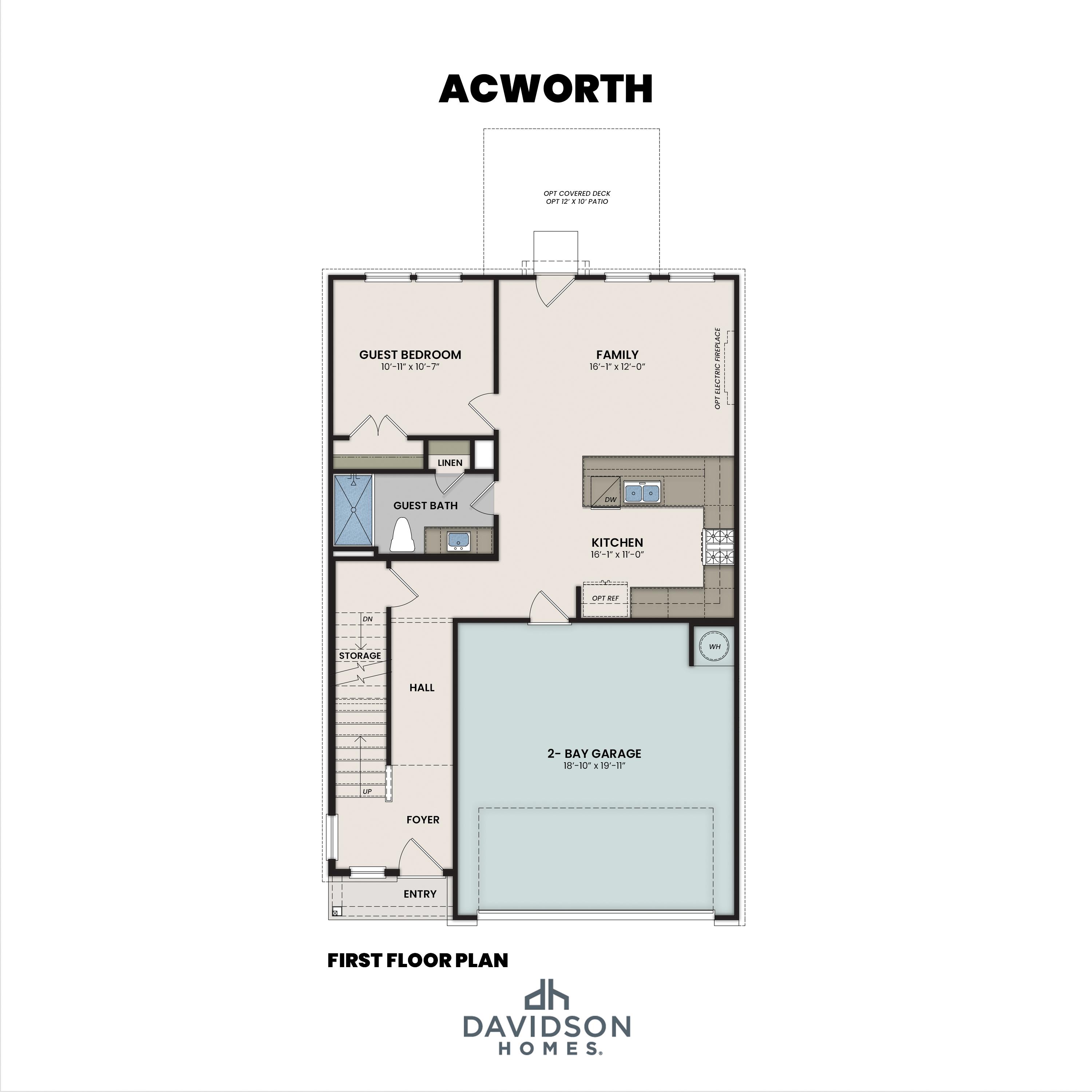 1 - The Acworth H buildable floor plan layout in Davidson Homes' The Bluffs community.