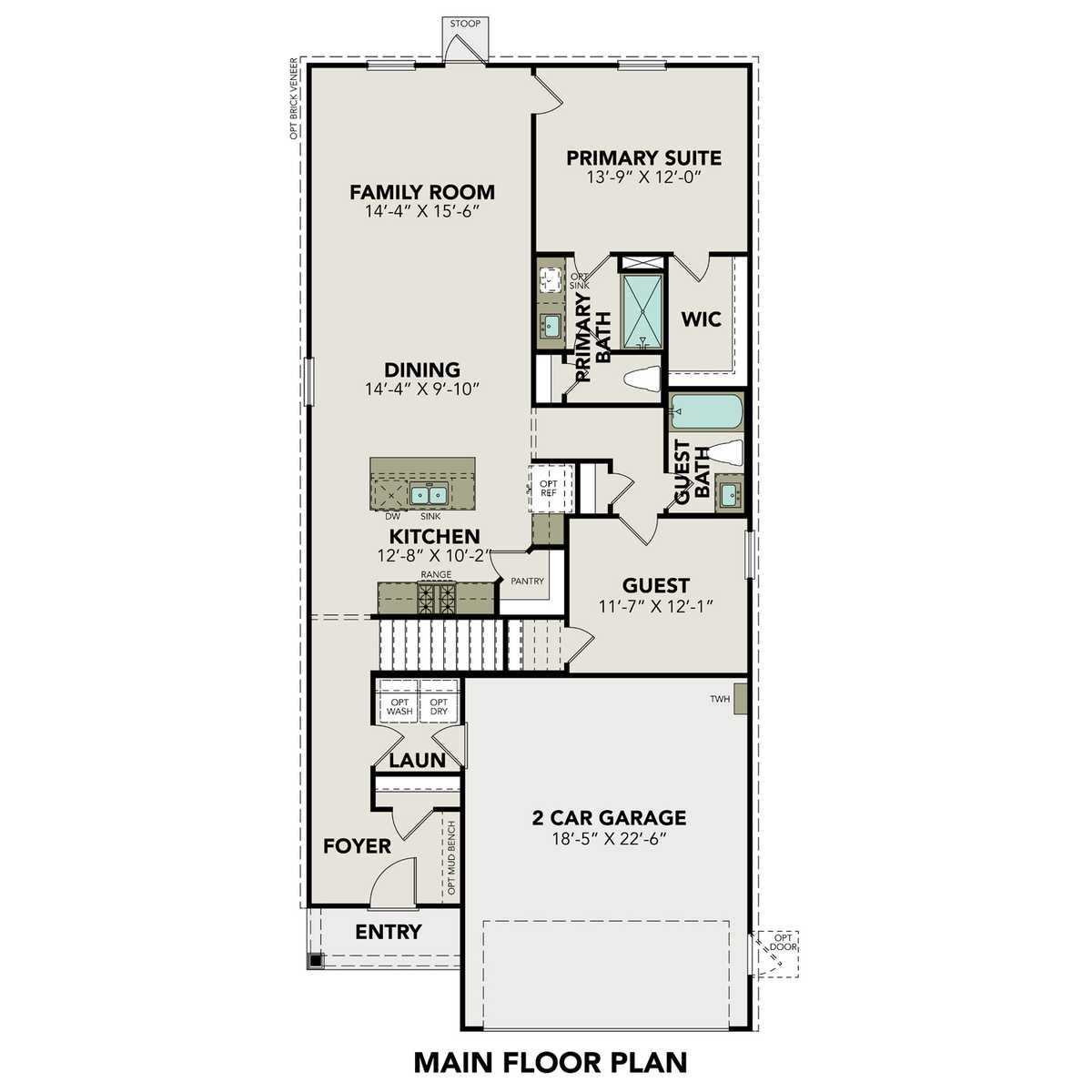 1 - The Sabine F buildable floor plan layout in Davidson Homes' Emberly community.