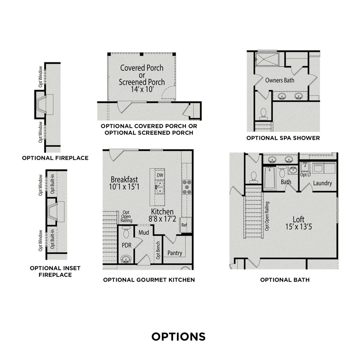 3 - The Elm C buildable floor plan layout in Davidson Homes' Highland Forest community.