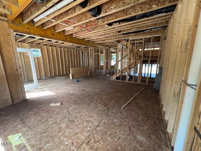 Open-concept interior construction of The Willow D floor plan in a new Davidson Homes build in Wellers Knoll, Lillington.