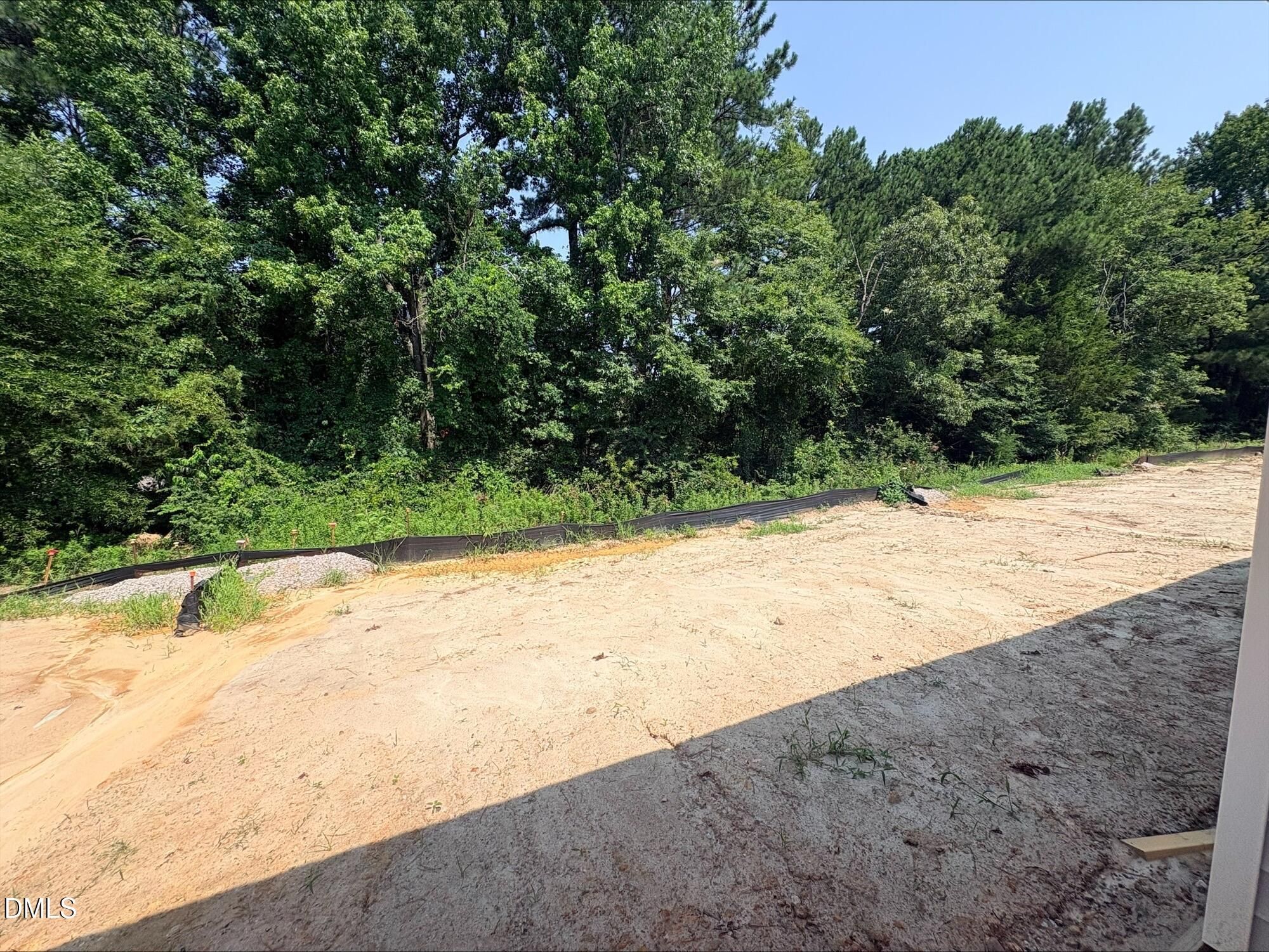 Private wooded backyard view of a new construction home site in Woodland Crossing, Zebulon, North Carolina.