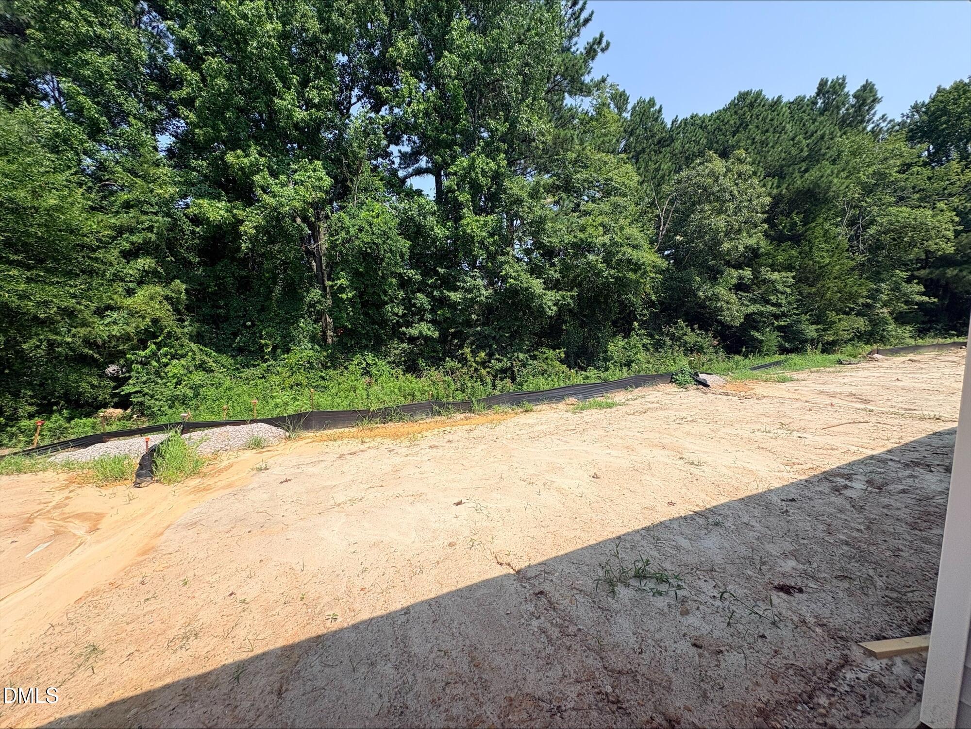 Private wooded backyard view of a new construction home site in Woodland Crossing, Zebulon, North Carolina.