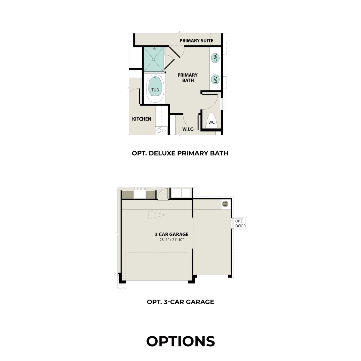 2 - The Laguna B buildable floor plan layout in Davidson Homes' Windmill Estates community.