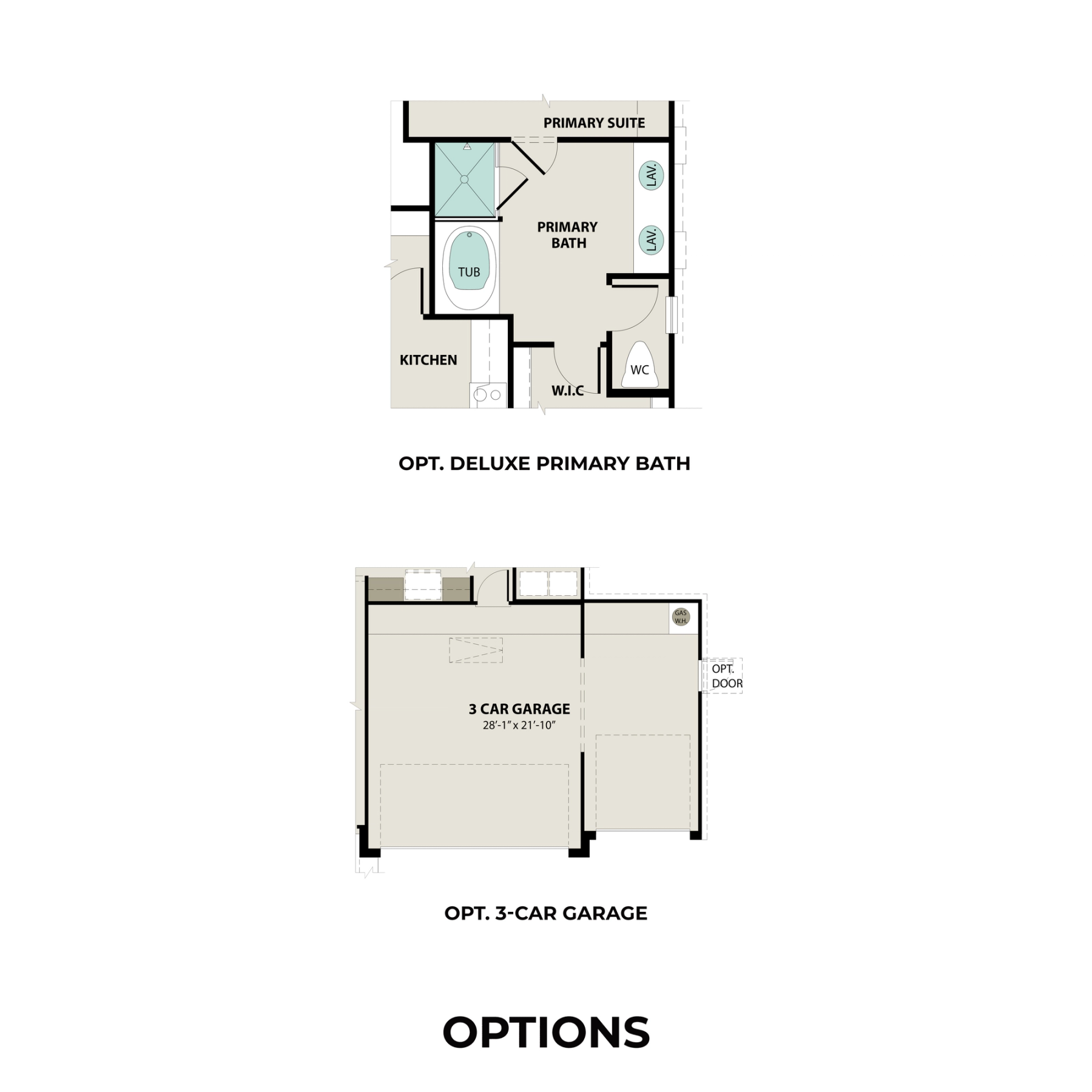 2 - The Laguna buildable floor plan layout in Davidson Homes Homes' Sunterra community.