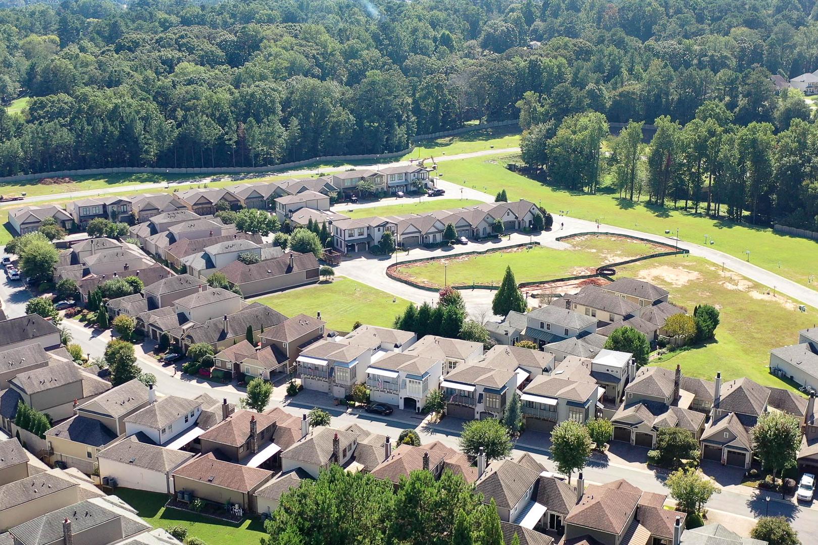 Drone Photo of Villages at Towne Lake Community in Woodstock, Georgia