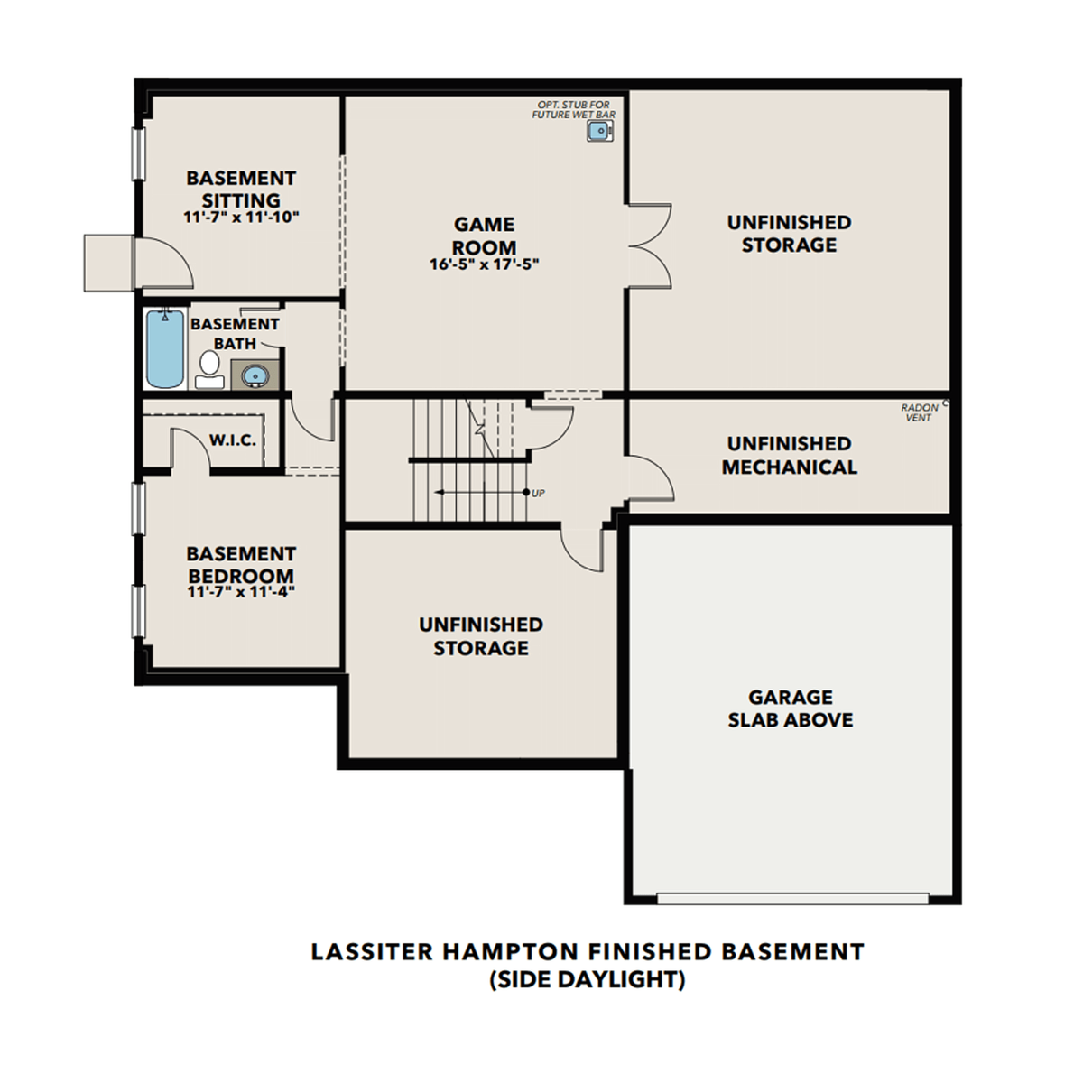 4 - The Hampton B- Finished Basement floor plan layout for 2465 Sims Drive in Davidson Homes' Lassiter Place  community.