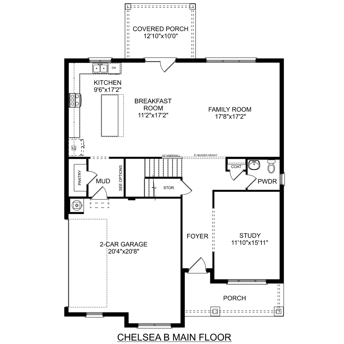1 - The Chelsea B - Side Entry buildable floor plan layout in Davidson Homes' Creek Grove community.