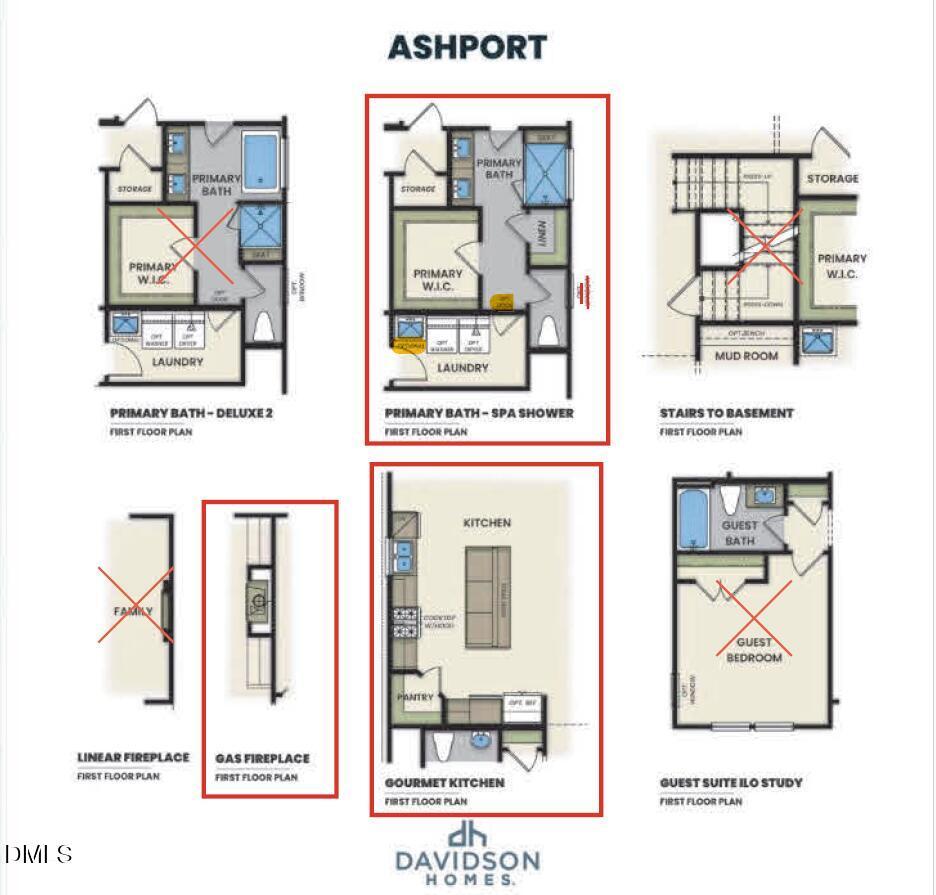 The Ashport L floor plan by Davidson Homes: primary bath options, gourmet kitchen, guest suite in 4-bedroom Wake Forest NC home