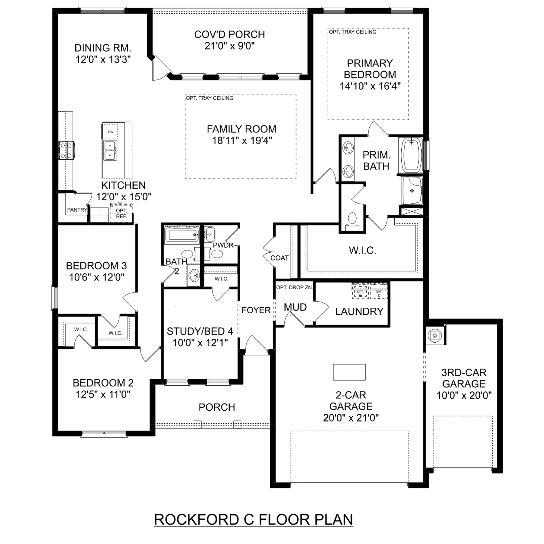 1 - The Rockford C buildable floor plan layout in Davidson Homes Homes' Waverly Estates community.