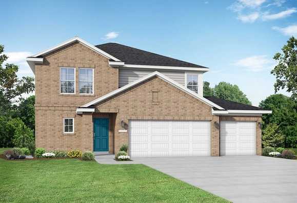 The Tierra A With 3-Car Garage Exterior Rendering
